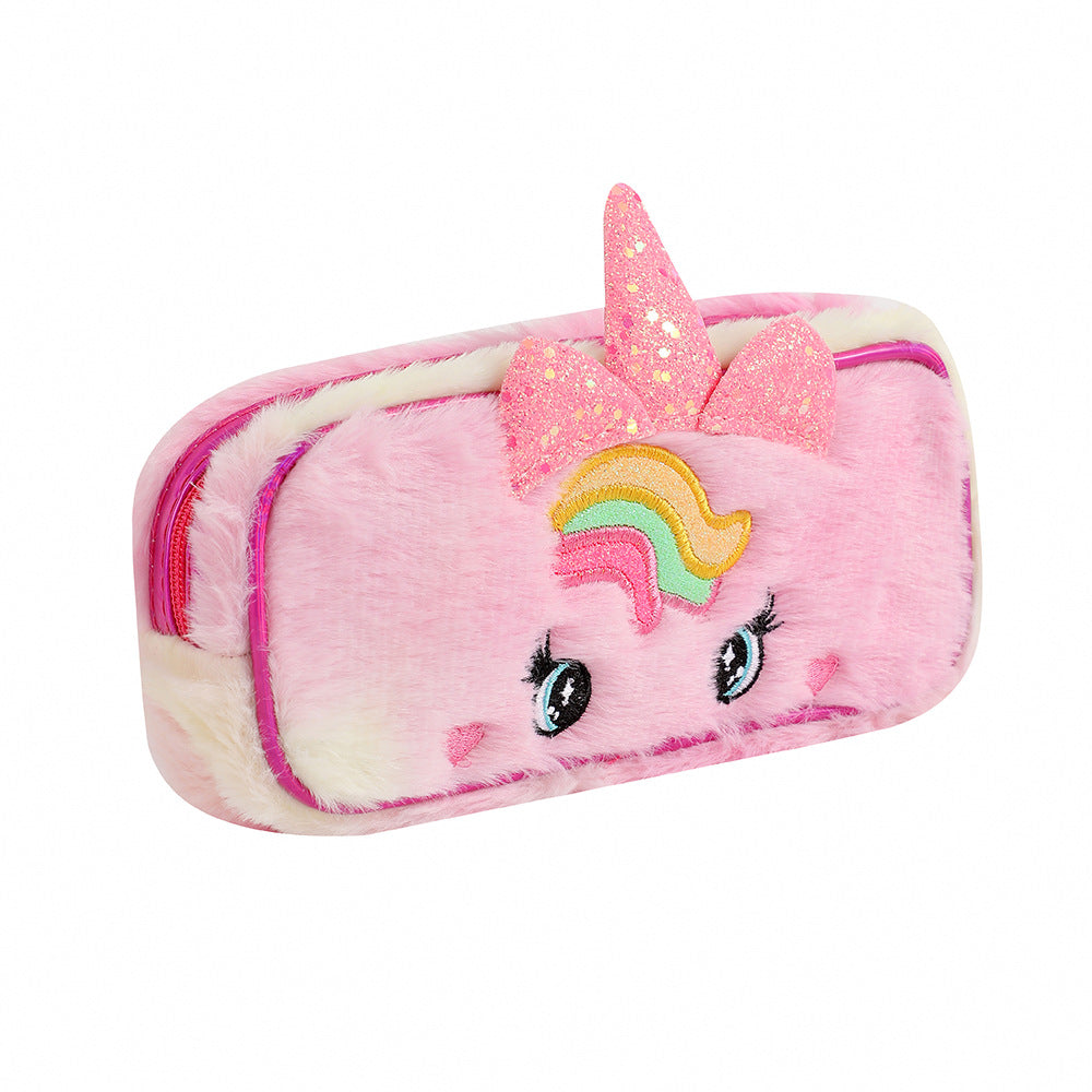 Wholesale Cartoon Unicorn Pencil Case Children' s Plush Pencil Case